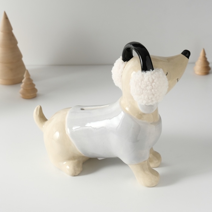 Копилка керамика Копилка керамика "Собачка в тёплых наушниках" 21,7х10х18,8 см