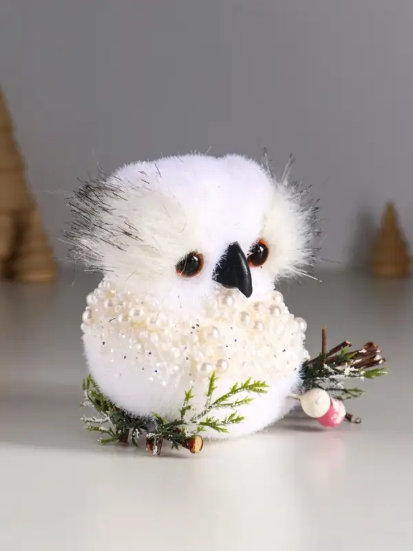 Декор "Белый совёнок с бусинками" 13х7х9 см