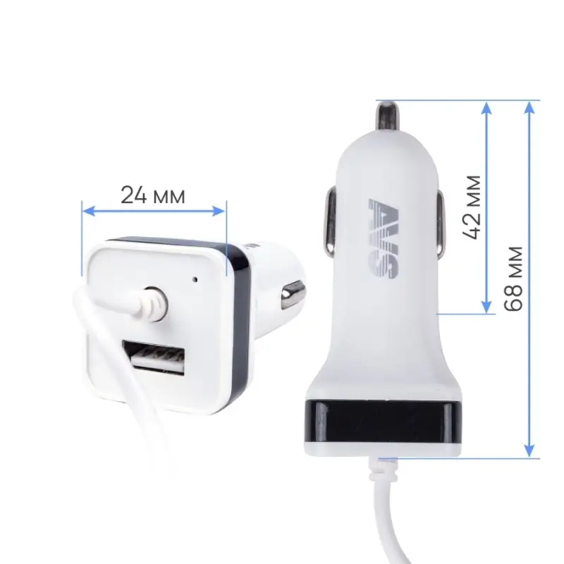 USB автомобильное зарядное устройство AVS 1 порт+ Type C  UC-443 (2,4А)