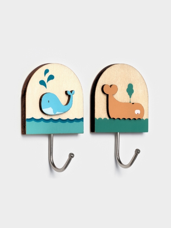 Набор самоклеящихся деревяных крючков Набор самоклеящихся деревяных крючков "Wooden animals ", 2 шт 7,8х2,7х5,1 см