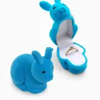 Футляр под серьги, кольцо &laquo;Кролик&raquo;, бархатный, 5.7&times;4.5 см, бирюзовый