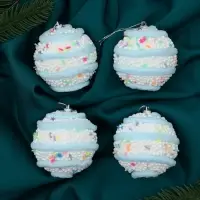 Ёлочные игрушки &laquo;Маттео&raquo;, шары новогодние, d=7 см, 4 шт., голубой