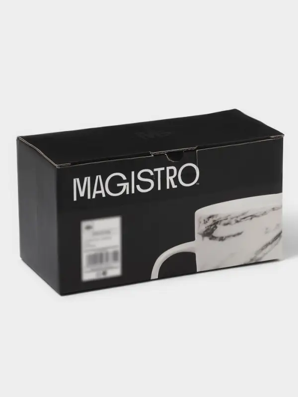 Кружки Magistro Real Marble, 400 мл, набор 2 шт., фарфор, белые