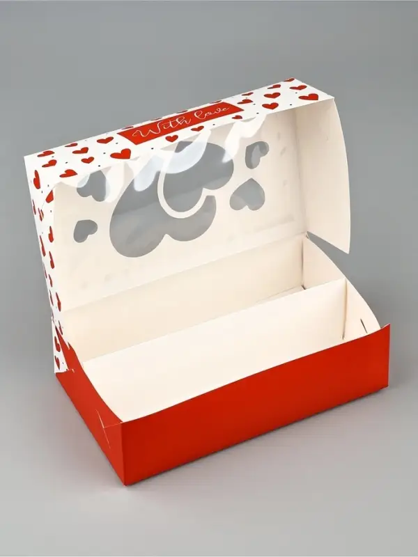 Кондитерская упаковка для макарун с окном, «С любовью», 11 х 19 х 5.5 см