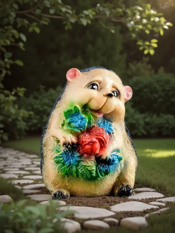 Садовая фигура из гипса &laquo;Ежик с цветами&raquo;, 15&times;11&times;12 см