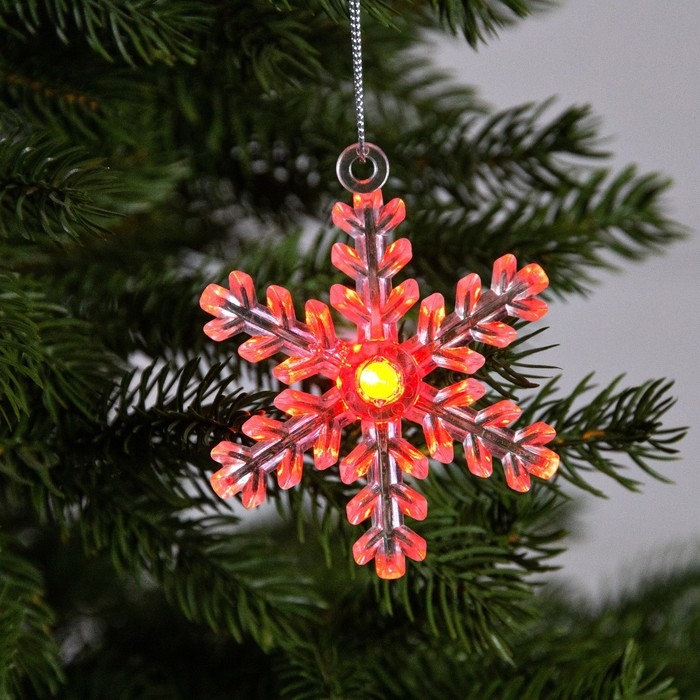 Ёлочная игрушка «Снежинка», от батареек, свечение мульти (RGB) Ёлочная игрушка «Снежинка», от батареек, свечение мульти (RGB)