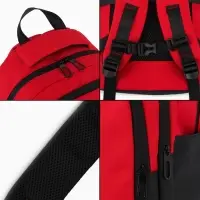 Рюкзак, 27*14*38,5 см, 2 отд 3н/карм, Комби, Водонепрон. дно, красный/черн