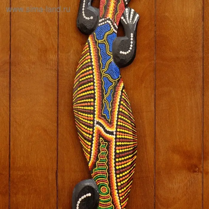 Панно настенное дерево  Панно настенное дерево "Геккон расписной" 100 см МИКС