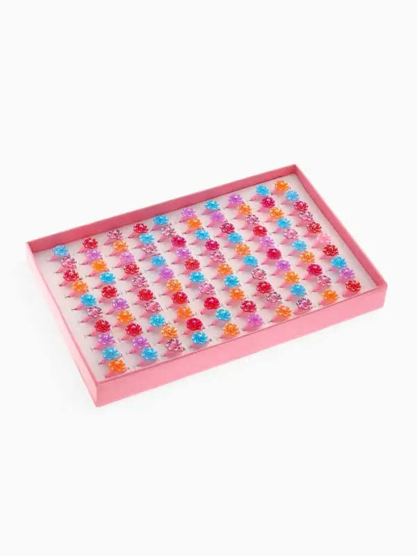 Кольцо Выбражулька «Цветочки», блеск, безразмерное, фасовка 100 шт., МИКС Кольцо Выбражулька «Цветочки», блеск, безразмерное, фасовка 100 шт., МИКС