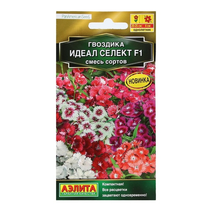 Семена Цветов Гвоздика гибридная  Семена Цветов Гвоздика гибридная "Идеал селект", F1, смесь сортов, пробирка, 7 шт