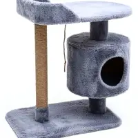 Комплекс для кошек с когтеточкой, 58&times;38&times;70 см, с лежанкой, джут, серый