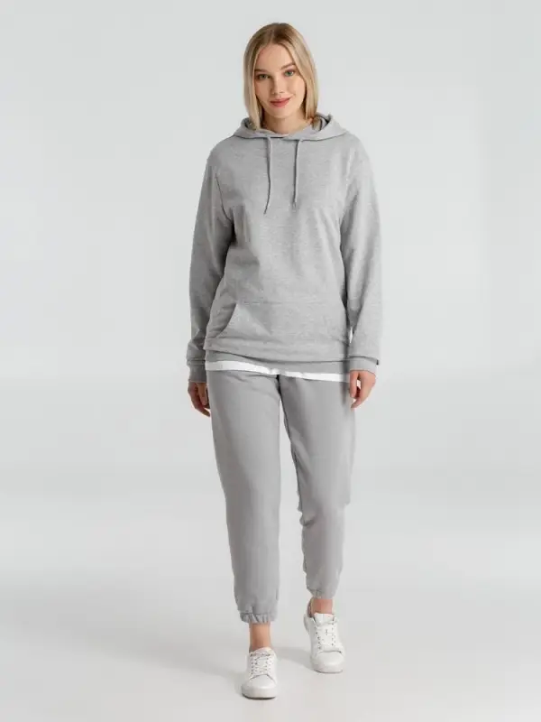 Толстовка с капюшоном унисекс Hoodie, серый меланж, размер XS