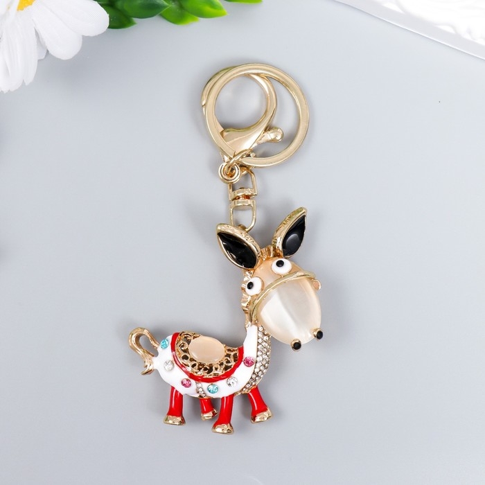 Брелок металл с карабином, эмаль, стразы Брелок металл с карабином, эмаль, стразы "Ослик" 12х5 см