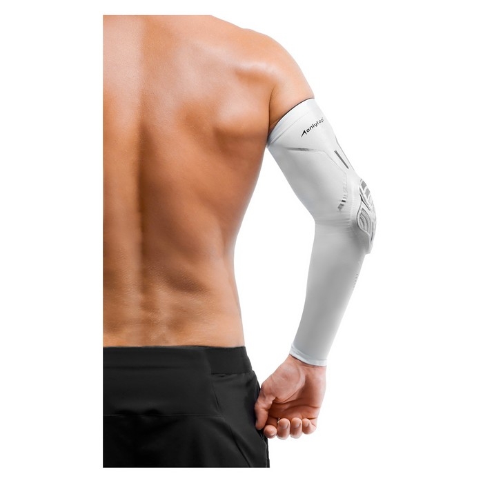 Рукав спортивный компрессионный с защитой ONLYTOP, р. M, цвет белый Рукав спортивный компрессионный с защитой ONLYTOP, р. M, цвет белый