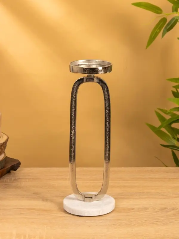 Подсвечник Подсвечник "Эллипс" 10х10х30 см, d 7,5 см, алюминий, мрамор