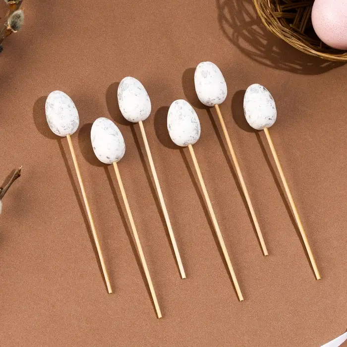 Шпажки на пасху «Яйцо пасхальное», белая, набор 6 шт.