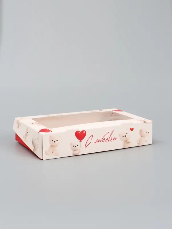 Коробка подарочная складная &laquo;С любовью&raquo;, 20&times;12&times;4 см, с окном