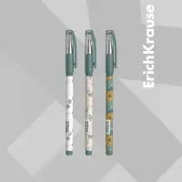 Ручка шариковая ErichKrause "ColorTouch Natural Life", узел 0.7 мм, синяя, тонкое письмо, резиновый держатель, стержень с дизайном, микс