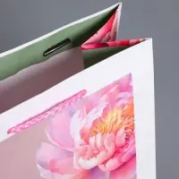 Пакет подарочный ламинированный &laquo;Букет пионов&raquo;, розовый, 18&times;22.3&times;10 см