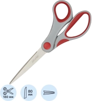 Ножницы Attache 180 мм с пласт.прорезинен.эллипт., красно-серыми ручками