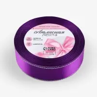 Лента атласная, с серебряным люрексом, 25 мм, 23&plusmn;1 м, фиолетовая №35