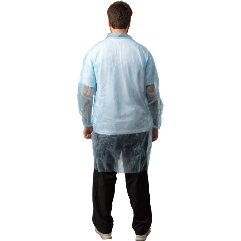 Халат н/с процед, рук.рез, на липуч, XXL, дл.110см, пл 17, голуб, 10шт/уп
