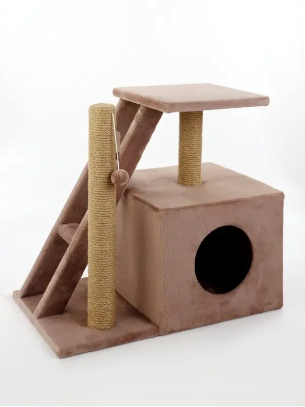 Домик для кошек с когтеточкой «Домосед», с лестницей и площадкой, 60×35×56 см, капучино Домик для кошек с когтеточкой «Домосед», с лестницей и площадкой, 60×35×56 см, капучино