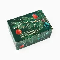 Коробка новогодняя подарочная &laquo;Зимние снегири&raquo;, 22&times;15&times;10 см