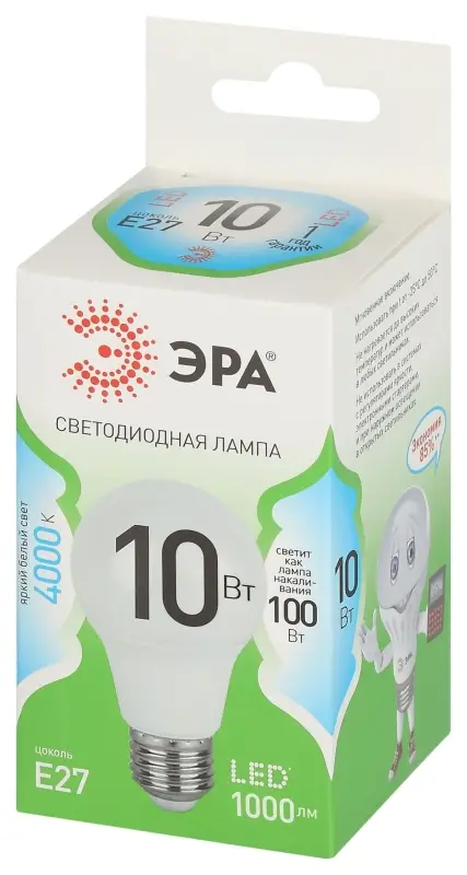 Лампа светодиодная LED 10 Вт 1000Лм 4000К груша нейтральный E27 220-240В LED A60-10W-840-E27 Green Line