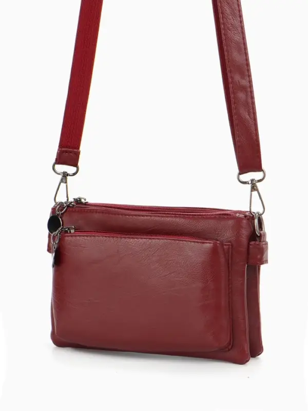 Сумка женская кросс-боди на молнии, 20.5&times;2&times;13 см, бордовая