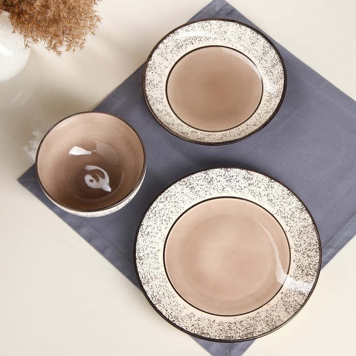 Набор посуды  Набор посуды "Восточный", керамика, серый, 18 предметов,Иран