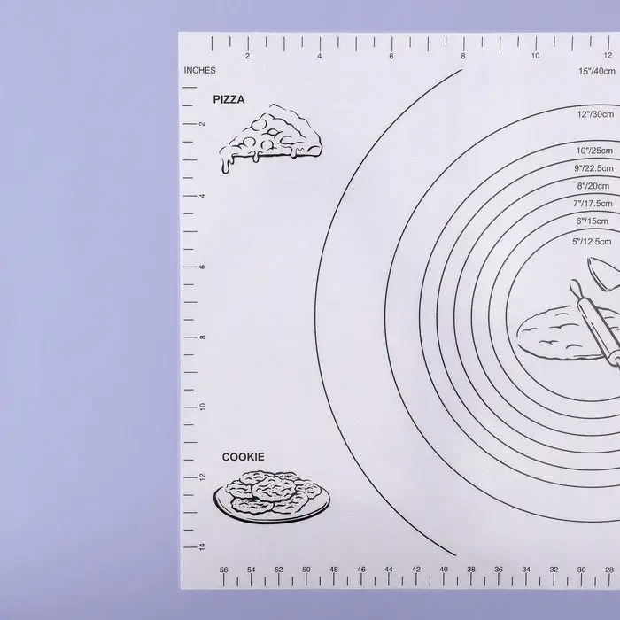 Коврик для выпечки и раскатки теста с разметкой, армированный &laquo;Эрме&raquo;, силикон, 59.5&times;40 см, белый