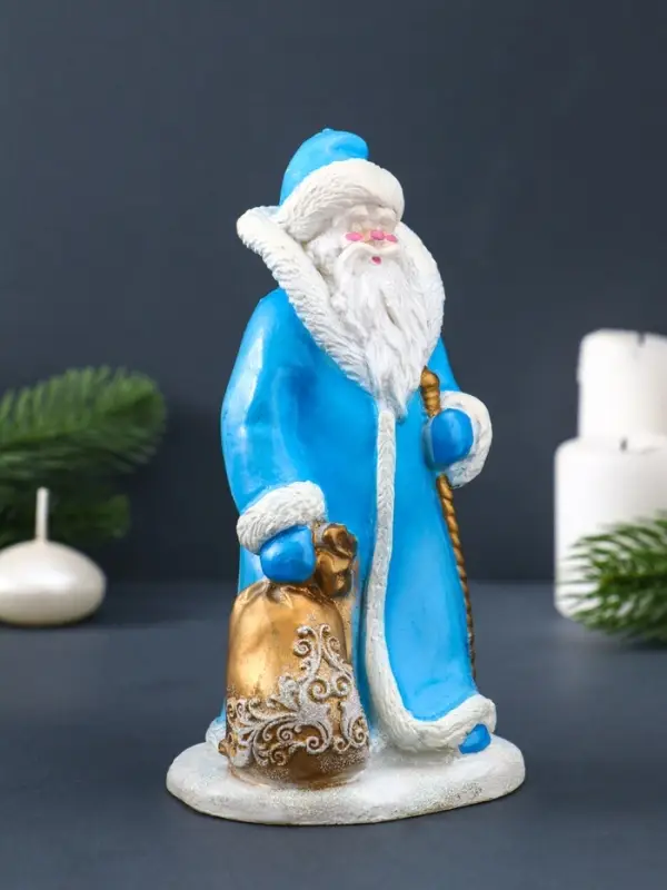 Свеча фигурная "Дед Мороз" 8,5х7х15,5 см, цв. голубой