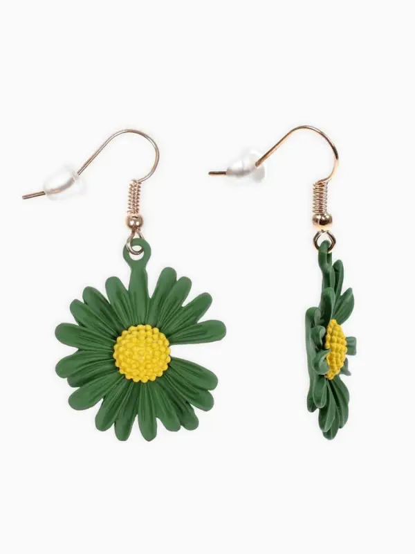 Серьги металл &laquo;Яркость&raquo;, ромашки, жёлто-зелёные