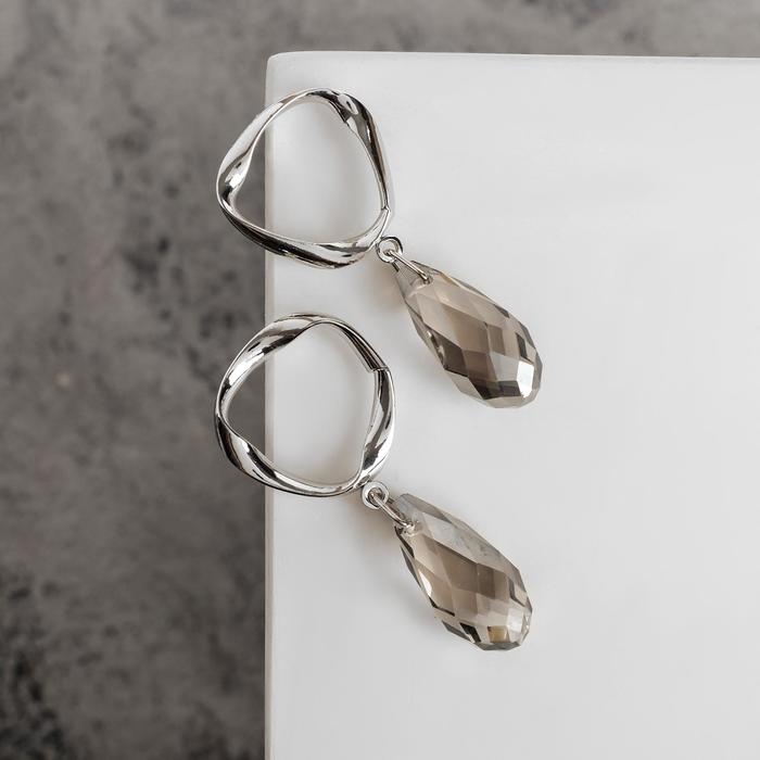 Серьги со стразами «Сиа» капли, цвет белый в серебре Серьги со стразами «Сиа» капли, цвет белый в серебре