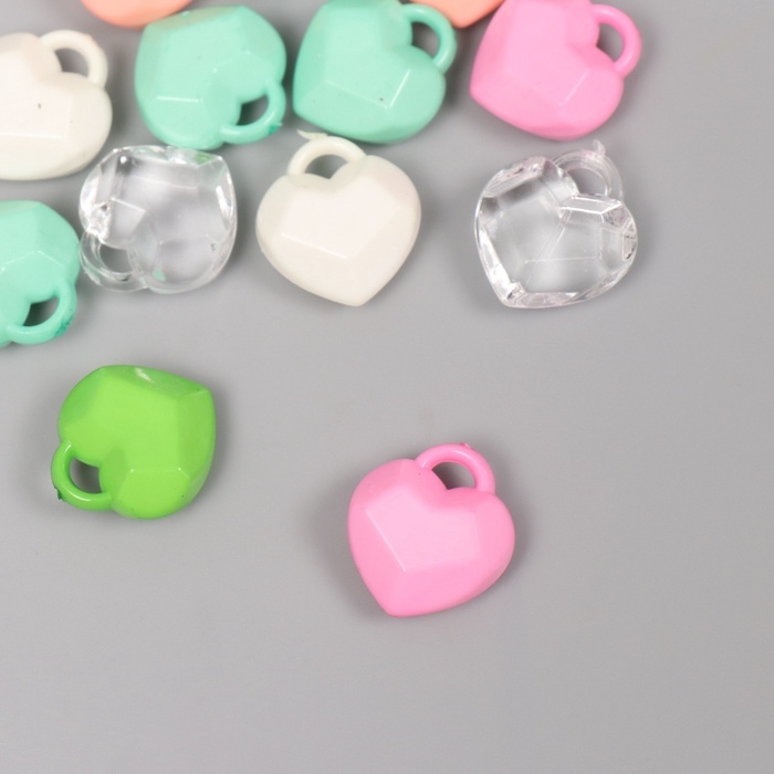 Декор для творчества пластик Декор для творчества пластик "Сердечко ромбиком" МИКС набор 20 гр 1,9х1,7х0,8 см