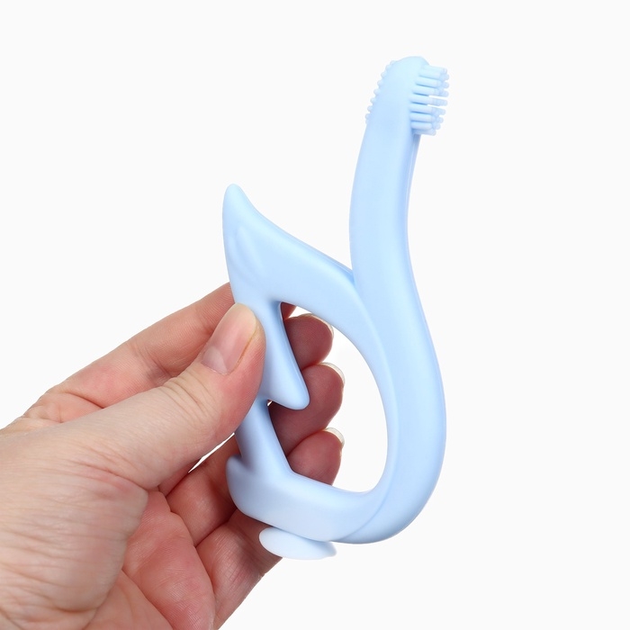 Прорезыватель силиконовый для зубов Крошка Я «Лебедь», щеточка, на присоске, голубой Прорезыватель силиконовый для зубов Крошка Я «Лебедь», щеточка, на присоске, голубой