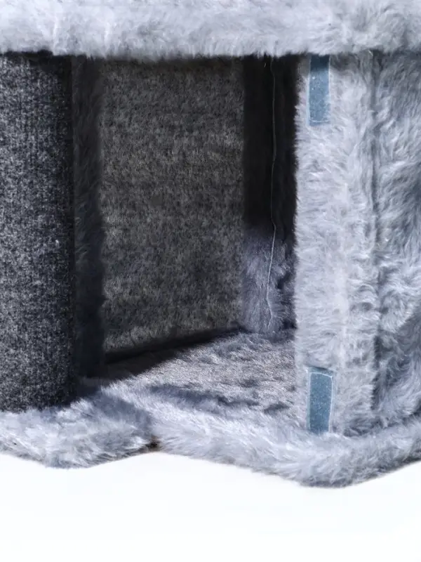 Домик для кошек с когтеточкой, квадратный, 3х-этажный, 33 × 42 × 63 см, ковролин, серая