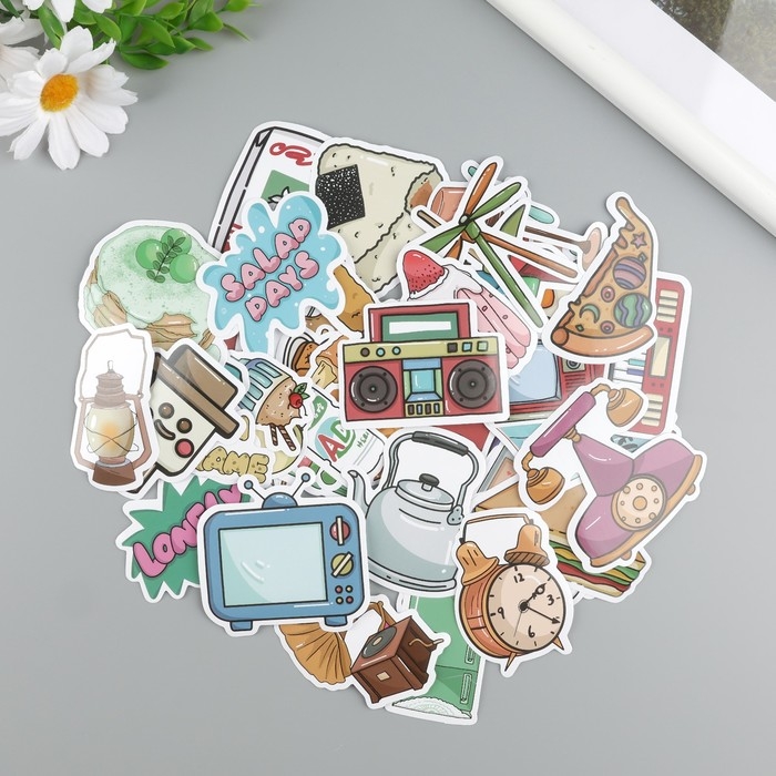 Наклейки пластик Наклейки пластик "Изобретения" набор 60 шт 10х12 см