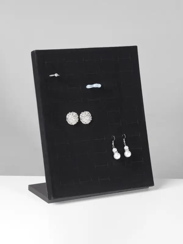 Подставка под кольца QF, 50 мест, флок, чёрная, 20&times;9.7&times;24 см