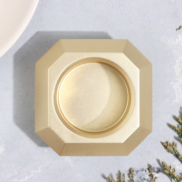 Подсвечник Подсвечник "Квадрат" из гипса со скошенными углами малый,9х3,5см,золото