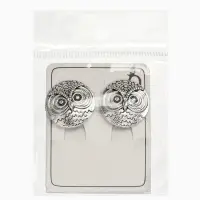 Серьги клипсы для ушей QF &laquo;Сова&raquo;, цвет чернёное серебро