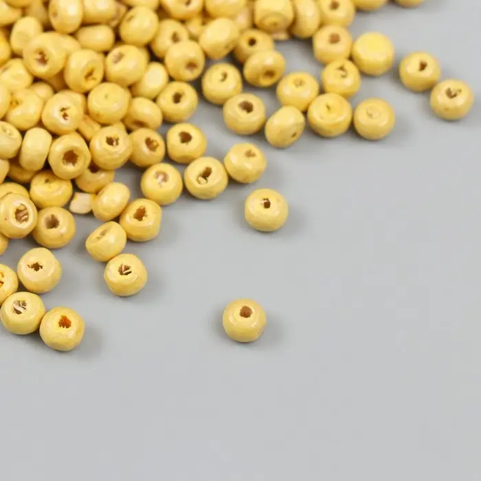 Бусины для творчества дерево "Жёлтые" d=0,4 см набор 20 гр