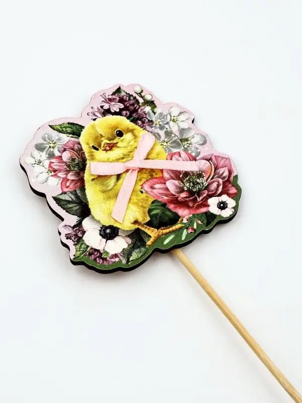 Топпер деревянный для украшения кулича &laquo;Цыплёнок&raquo; на пасху, 6.2&times;6.2 см