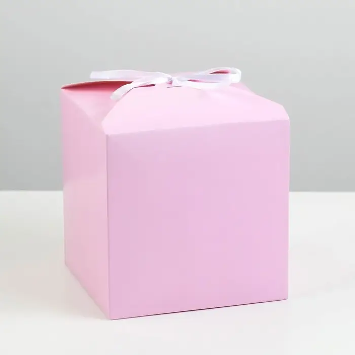 Коробка складная розовая, 14&times;14&times;14 см