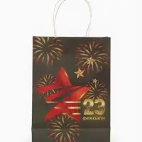 Пакет подарочный крафт &laquo;С 23 Февраля!&raquo; 18&times;8&times;25 См