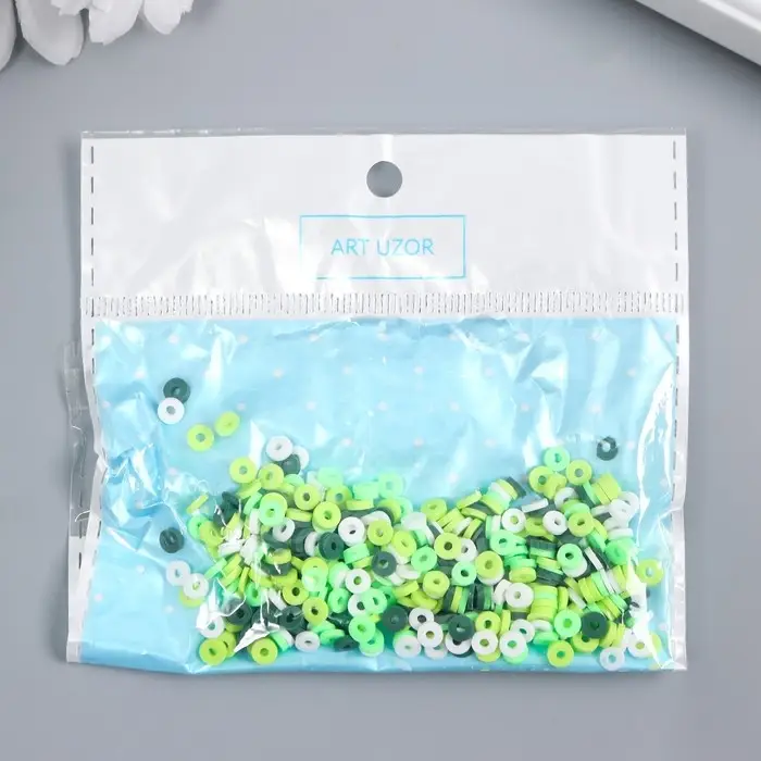 Бусины для творчества PVC "Колечки зелёные" набор &asymp; 330 шт 0,1х0,4х0,4 см