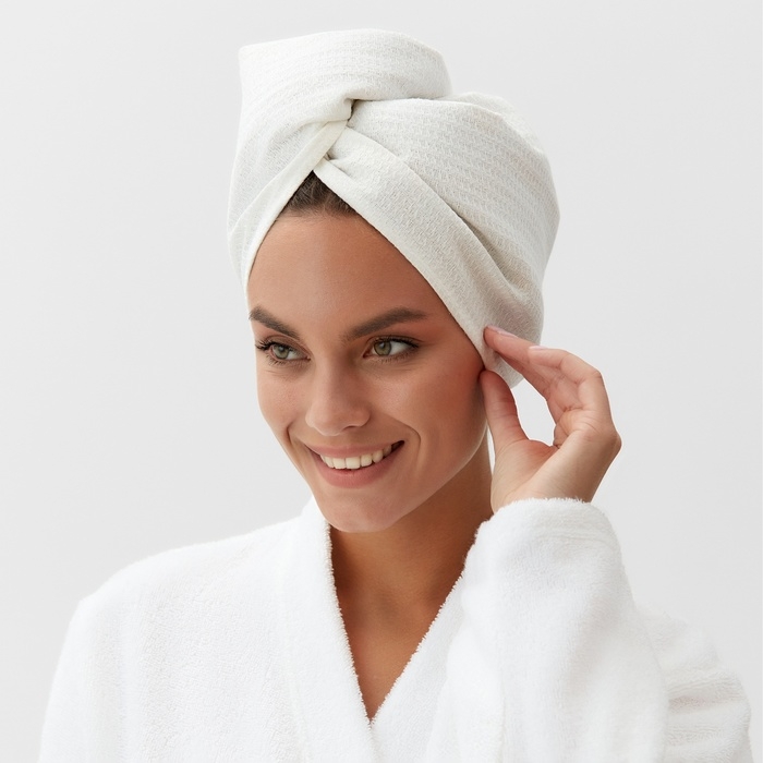 Полотенце-чалма для сушки волос Этель, цв. белый, 73х28 см, 60% лён, 40% хл Полотенце-чалма для сушки волос Этель, цв. белый, 73х28 см, 60% лён, 40% хл