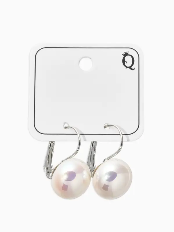 Серьги пластик &laquo;Майорика&raquo;, круг, белые в серебре