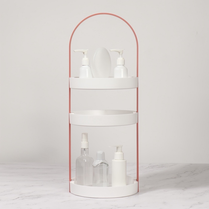 Органайзер для хранения, 3 секции, d = 20 × 50 см, цвет белый/розовый Органайзер для хранения, 3 секции, d = 20 × 50 см, цвет белый/розовый